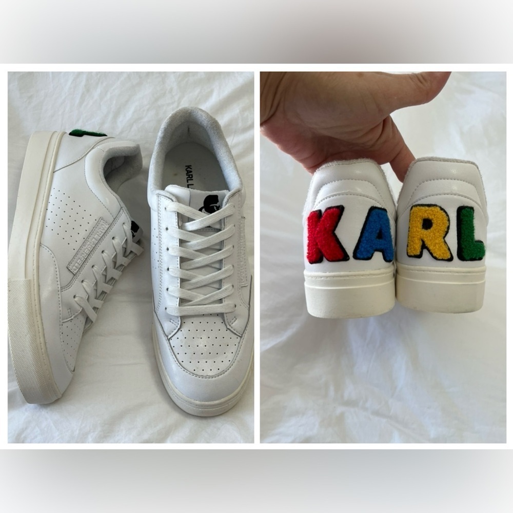 Karl Lagerfeld | Women's SZ 11 | Calico Embellished Sneakers White | Logo